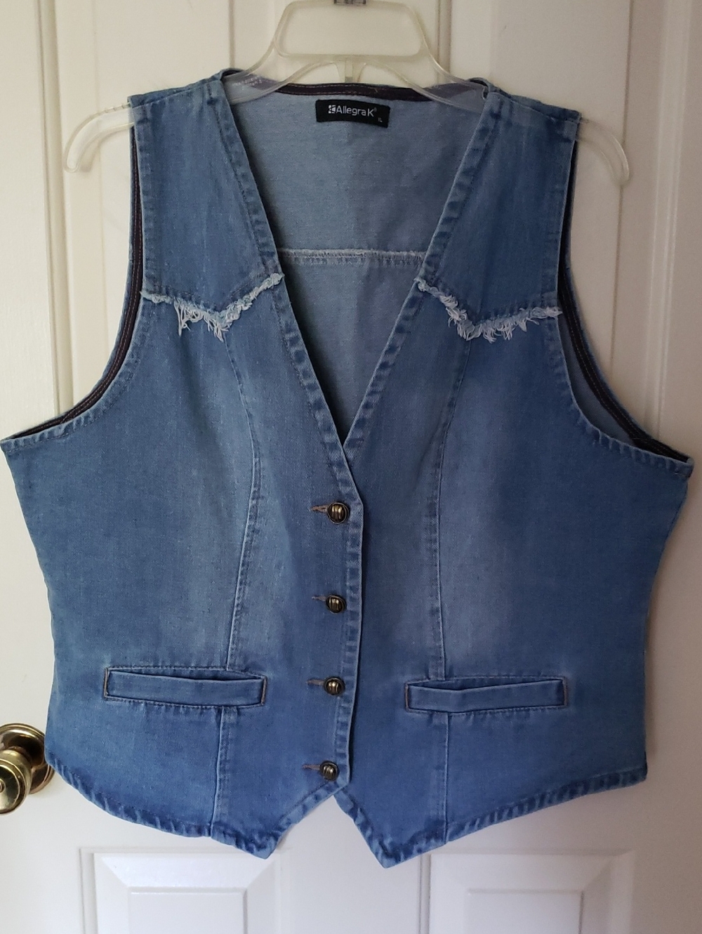 Allegra K Denim Sleeveless Button Up Light Wash Vest Size XL - Picture 3 of 14